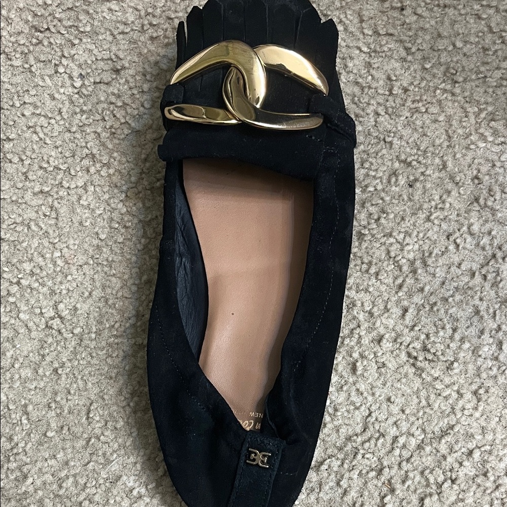 Sam Edelman Black Flats with Gold Accent